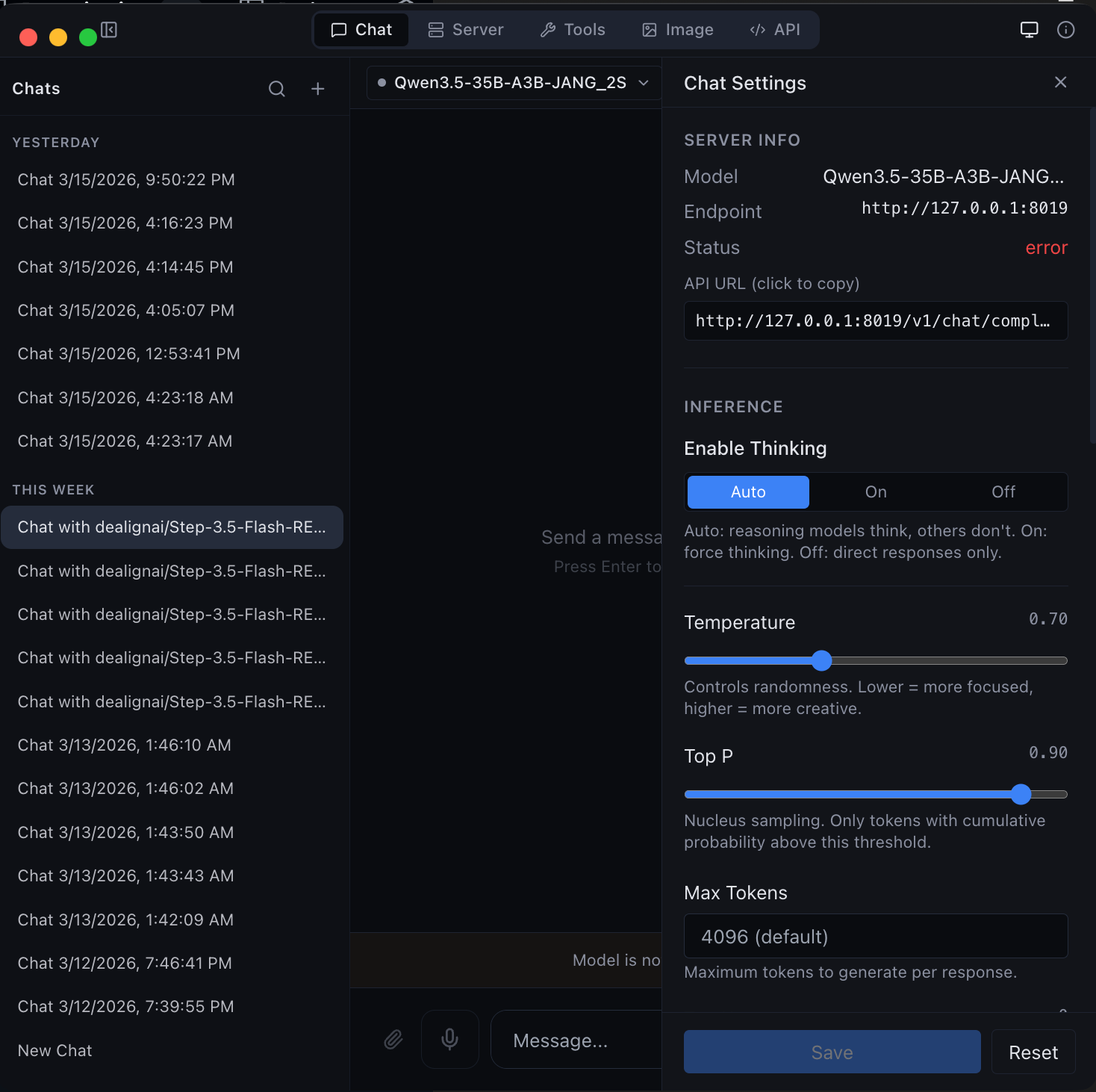 MLX Studio chat interface
