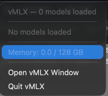MLX Studio menu bar