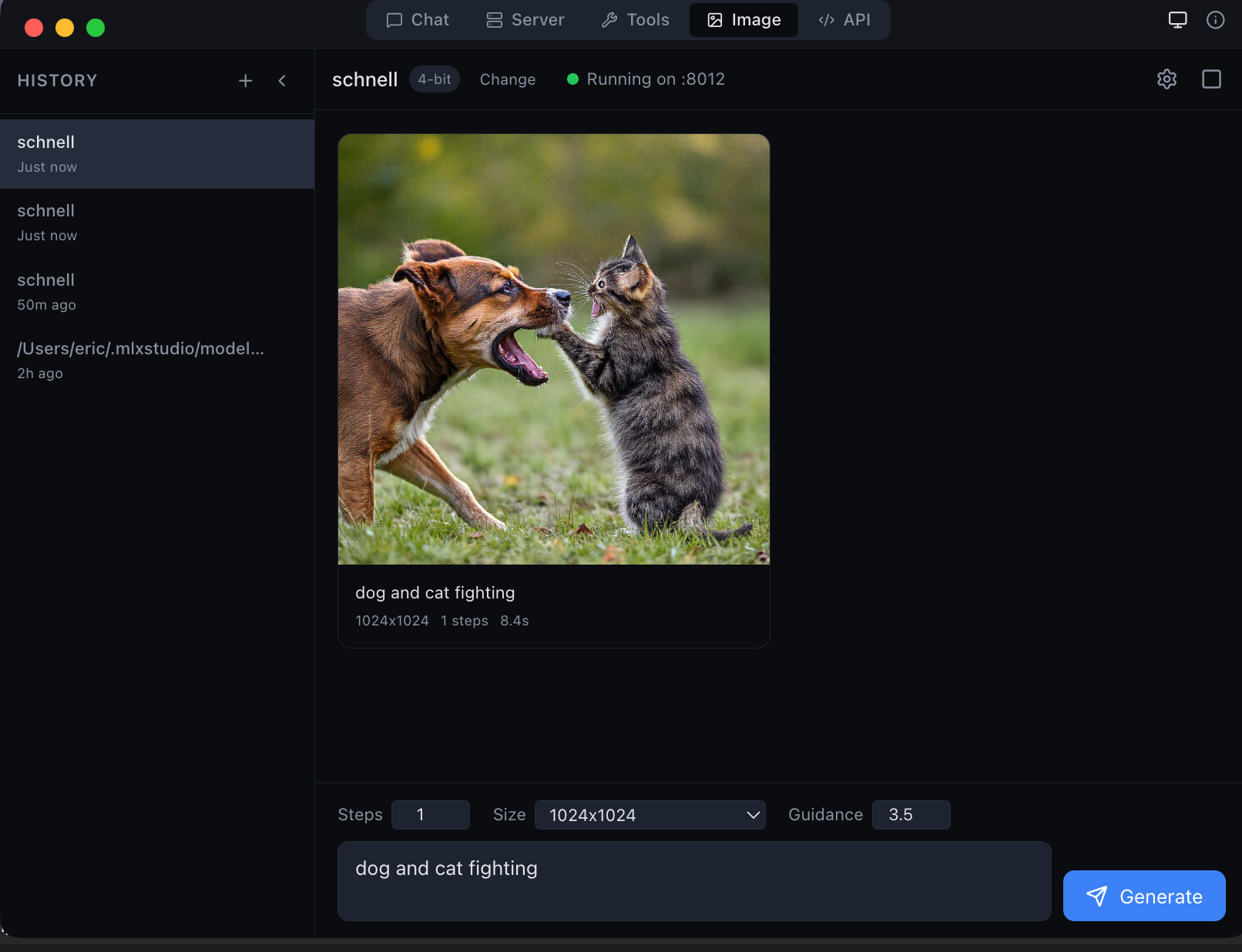 MLX Studio local image generation with Flux Schnell on Apple Silicon