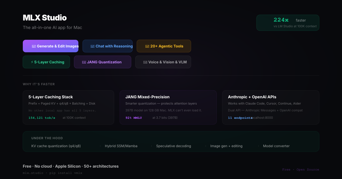 oMLX Alternative — MLX Studio | The Most Capable Local AI App for Mac